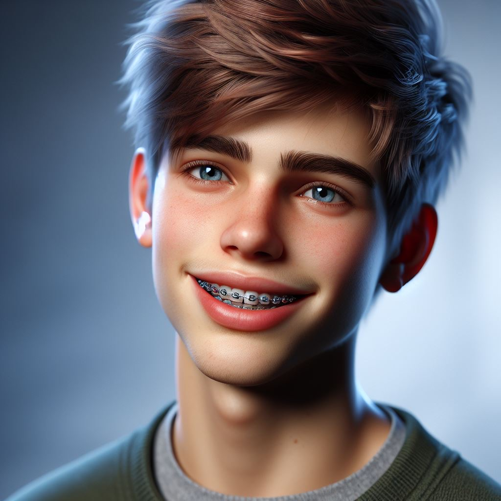 regular braces on a teenage boy