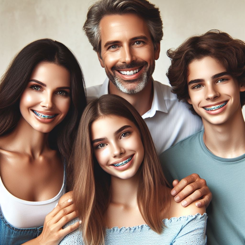 family of 4 with braces on their teeth in calgary ab