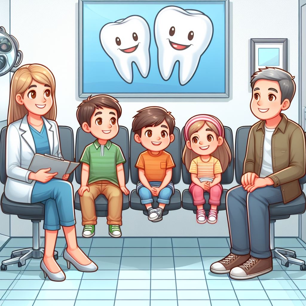 cartoon of dentistry at a dental office