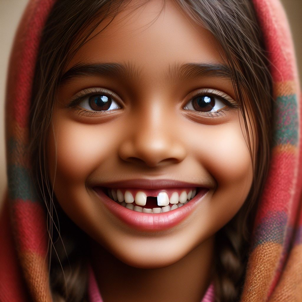 A young girl needing two phase orthodontic treatment due to spacing
