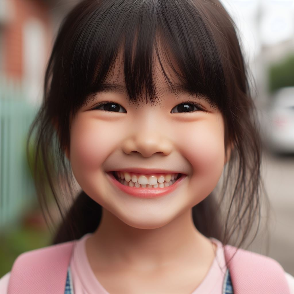 a young girl with a confident smile at the orthodontist