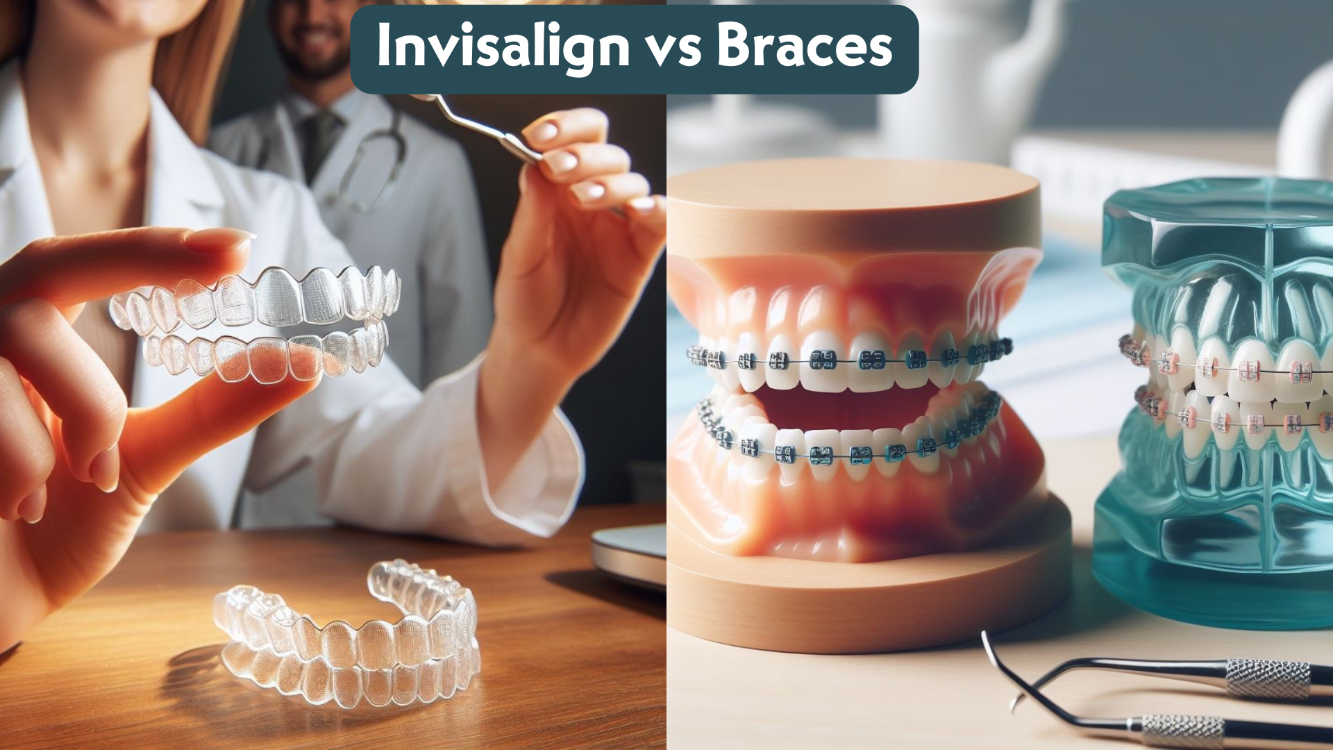 Graphic of Invisalign vs braces for a patient that sees an orthodontist