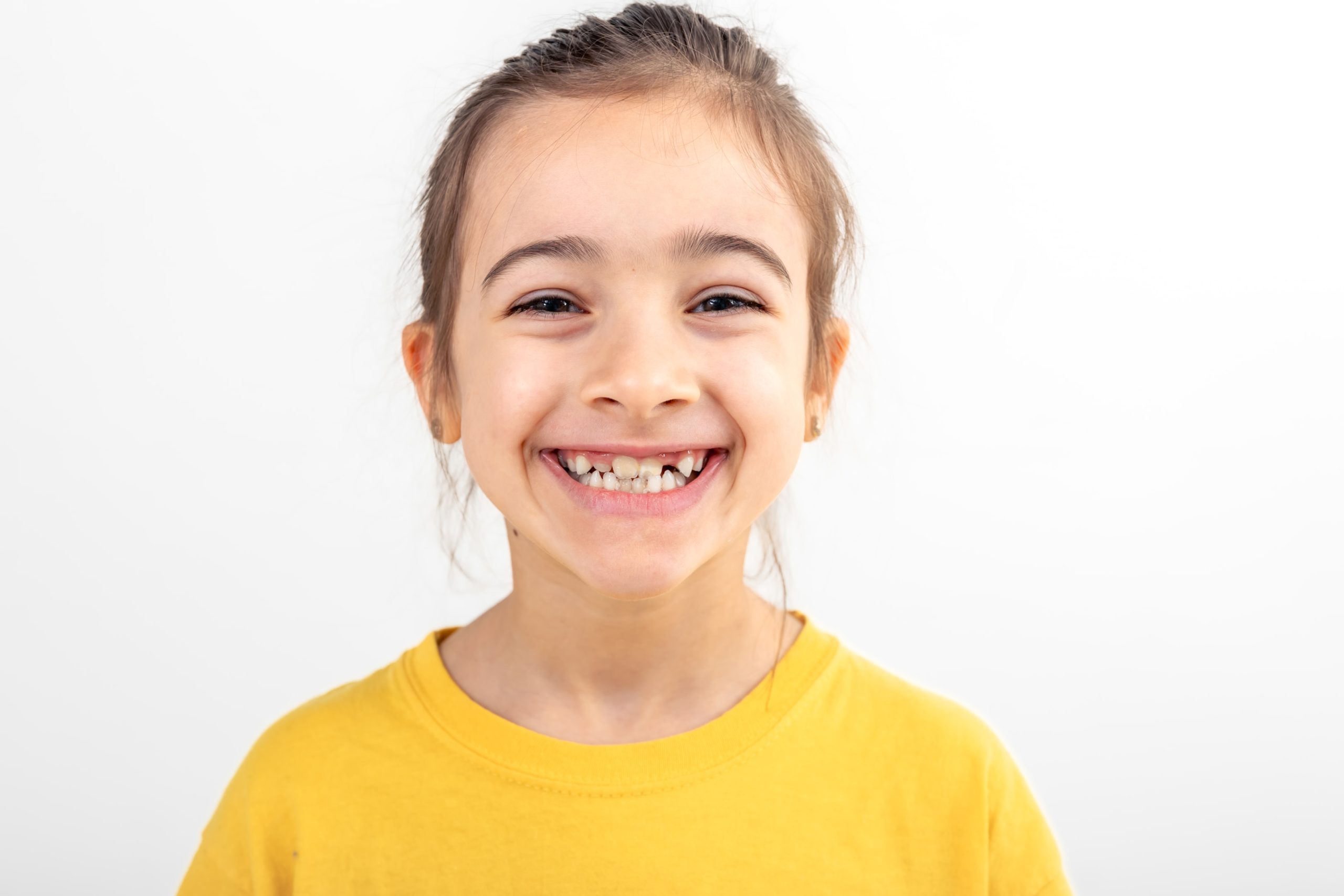 Little girl smiling with a straight smile