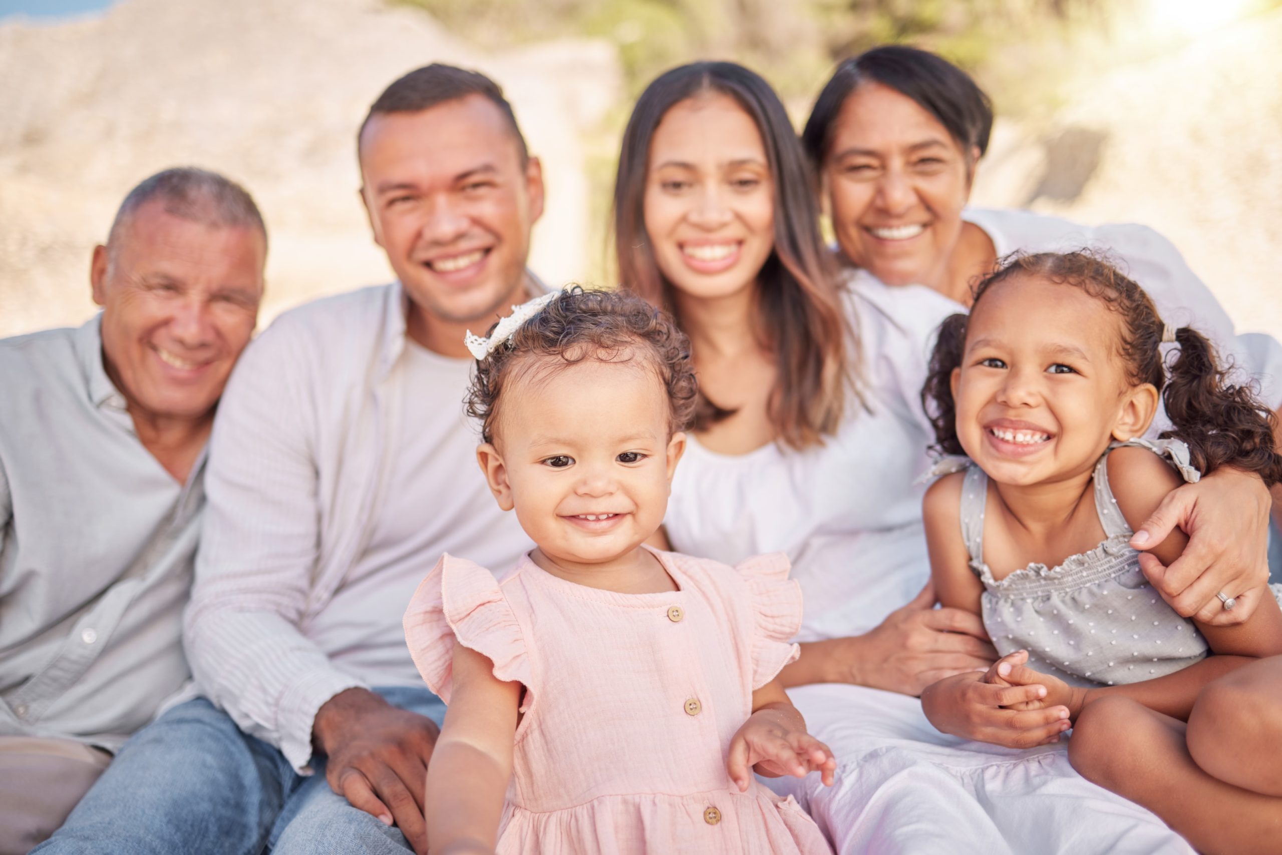 Family with kids smiling