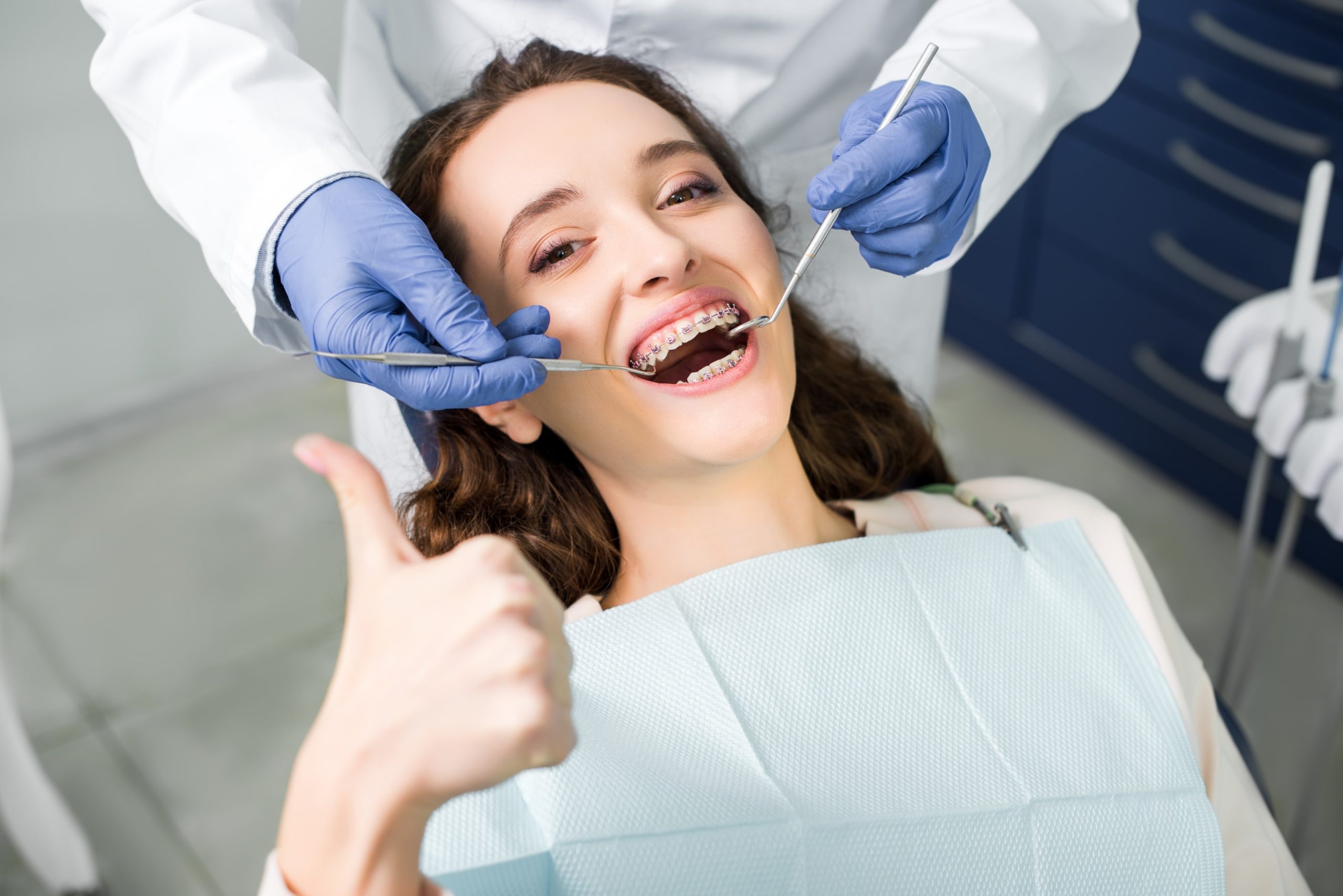 Woman getting braces