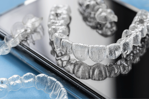 a close up view of invisalign clear aligners