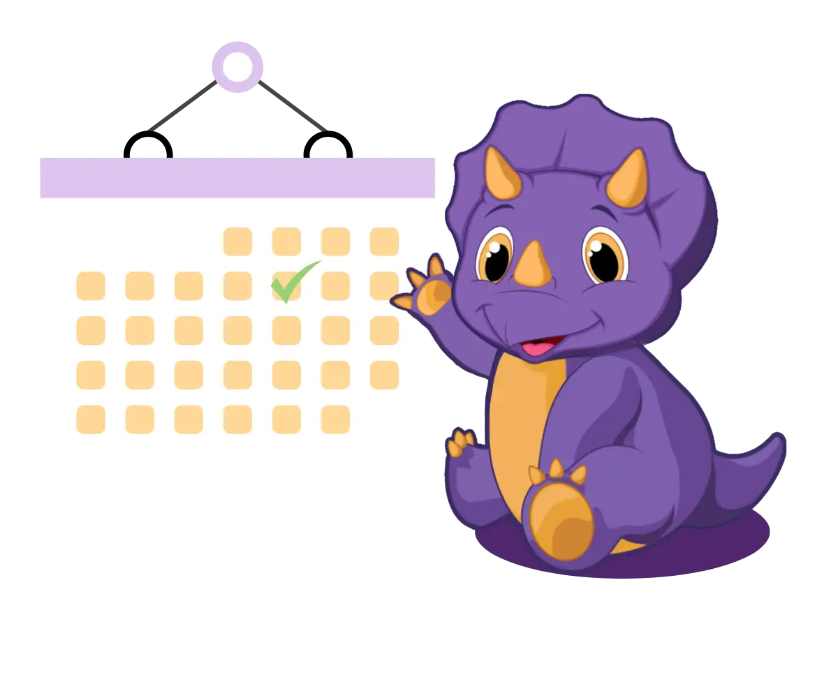Impact dino sitting next to a calendar icon