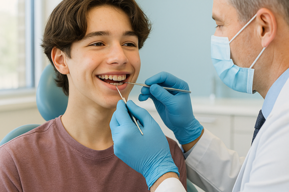 teenager getting orthodontic treatment