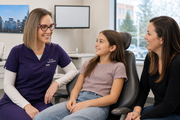Child at first orthodontist appointment in Calgary