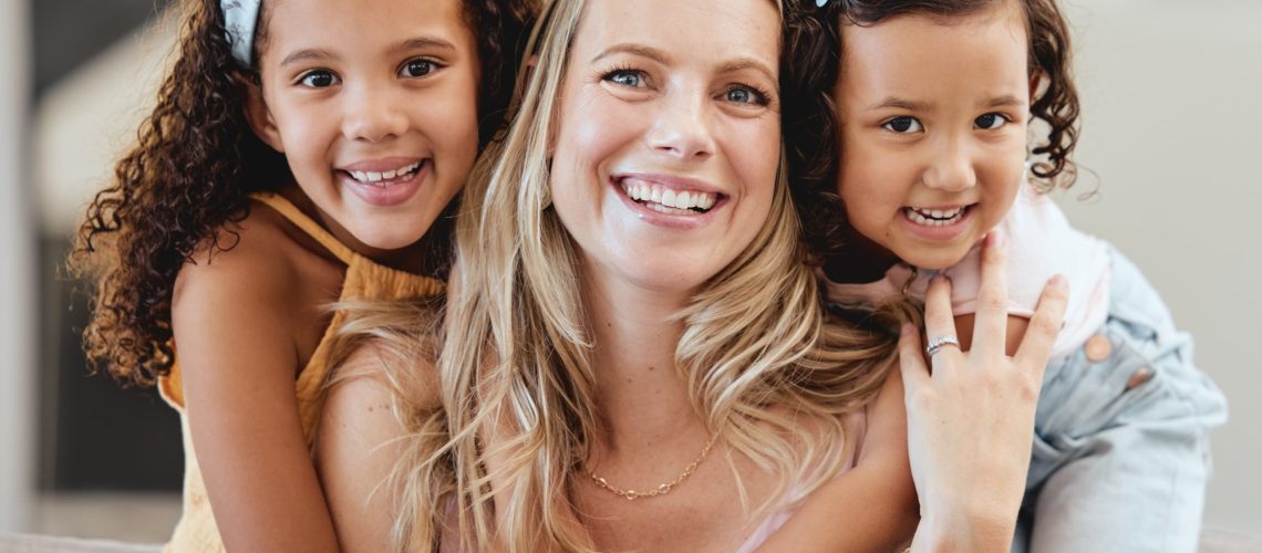 Mom with her two daughters wanting orthodontic braces treatment